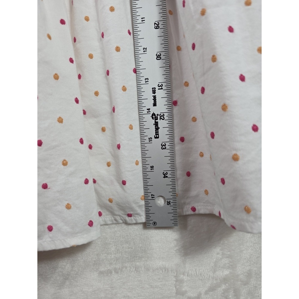 LOFT White Polka Dot Puff Sleeve Dress Neon Embroidered Trim Size M NWT - Picture 8 of 11